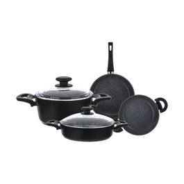 Hermia Set de Ollas y Sartenes de 6 Piezas Negro